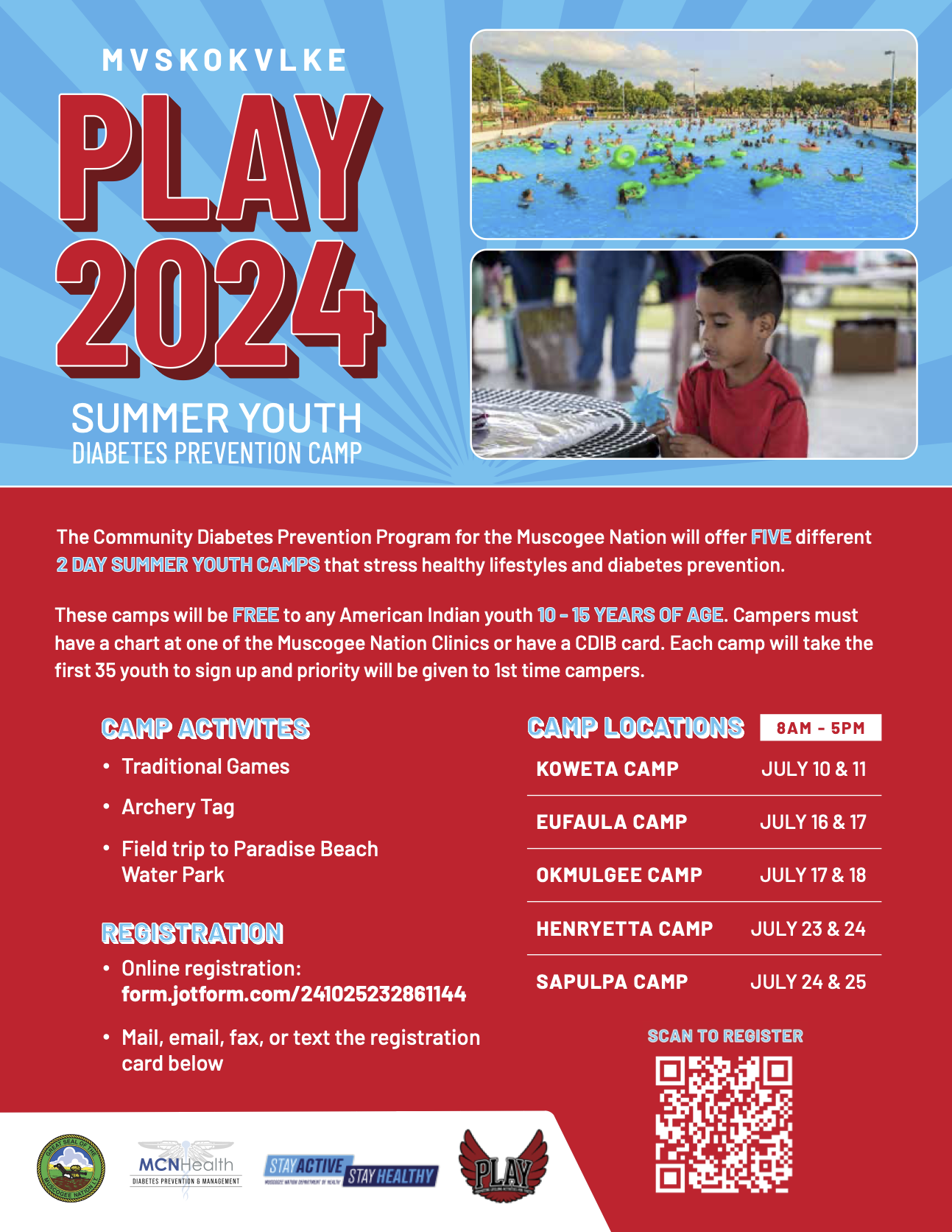PLAY 2024 Youth Summer Camp, Eufaula The Muscogee Nation The